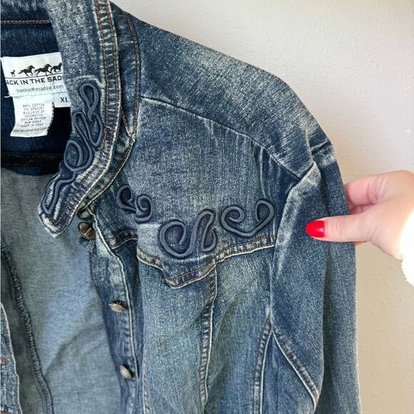 WOMENS BACK IN THE SADDLE WESTERN JEAN JACKET SIZE XL - Picture 3 of 4